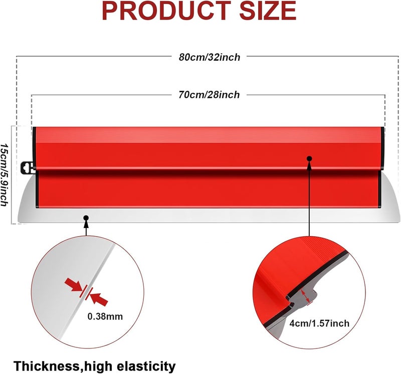DEKEones 32Inch/80CM Skimming Blade, Stainless Steel Drywall Smoothing Spatula for Large Working Area Wall Decoration Construction Tool - Image 2